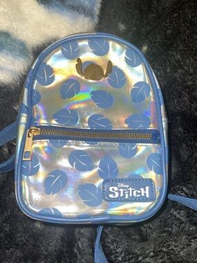 Disney Blue Stitch Holographic Leaf Mini Backpack